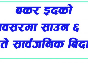 साउन ६ गते सार्वजनिक विदा