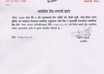 आइतबार देशभर सार्वजनिक विदा !